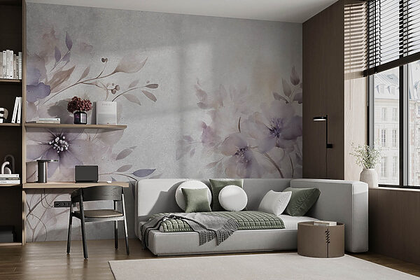 Delicate florals on a soft backdrop Wall murals Delicate florals on a soft backdrop