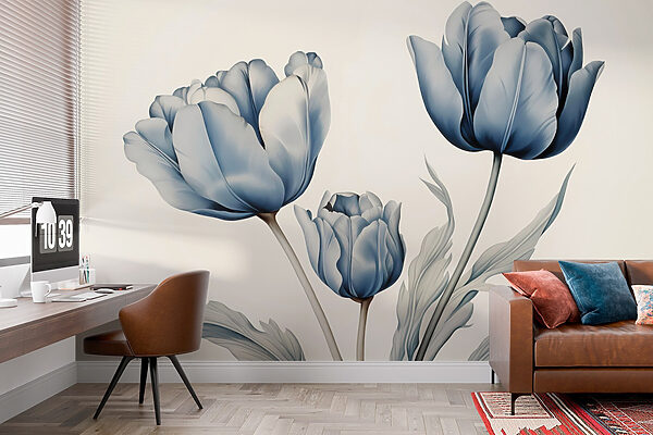 Delicate blooms in soft hues Wall murals Delicate blooms in soft hues