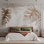 Wall murals Lush leaves in earthy tones.