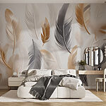 Wall murals Group of feathers on a white surface