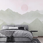 Wall murals Mountain range with a sun in the distance