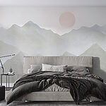 Wall murals Mountain range with the sun in the distance