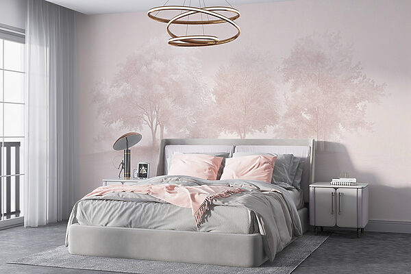 Group of trees in a foggy area Wall murals Group of trees in a foggy area
