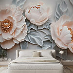 Wall murals Group of white flowers with leaves