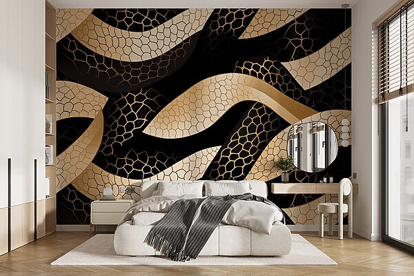 Elegant waves on a dark backdrop Wall murals Elegant waves on a dark backdrop