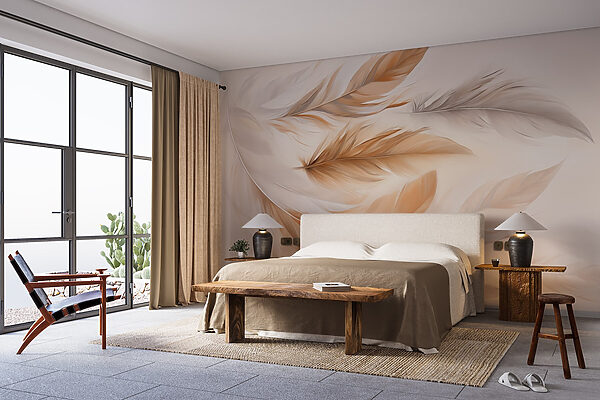 Group of feathers in different colors Wall murals Group of feathers in different colors