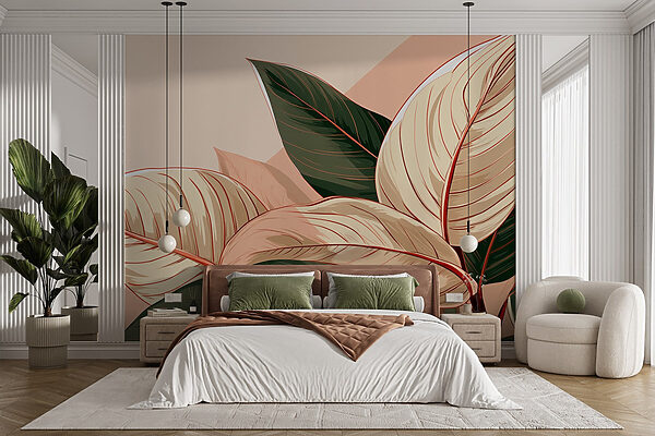Artful Leaves in Soft Colors Wall murals Artful Leaves in Soft Colors