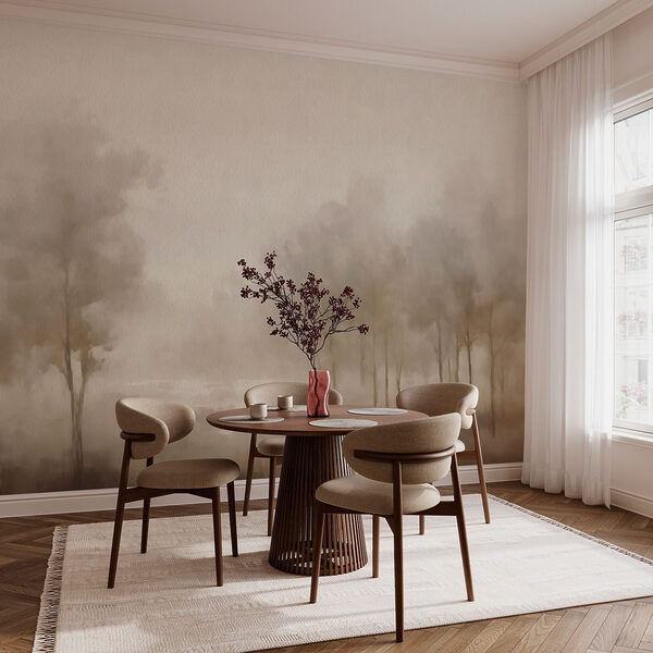 Foggy landscape with trees Wall mural Foggy landscape with trees