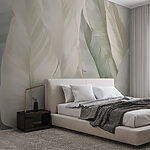 Wall murals Soft hues of tropical leaves together