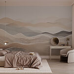 Wall murals Landscape of hills with white and brown waves