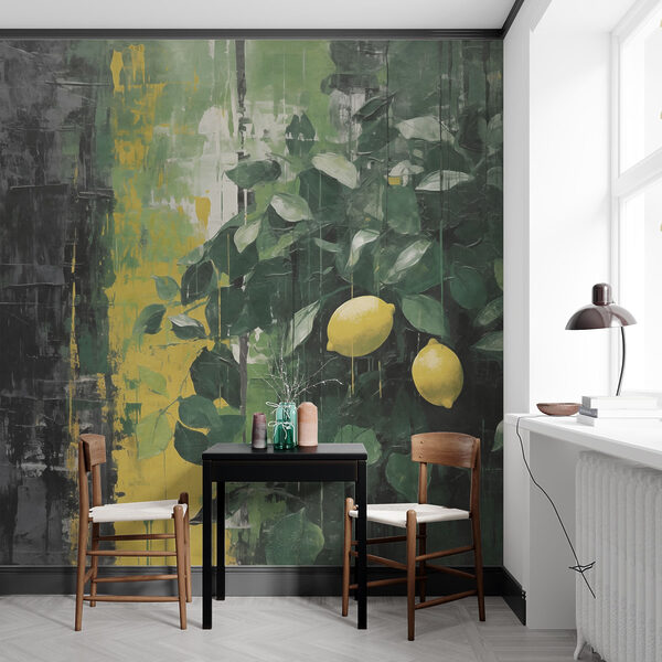 Painting of lemons from a tree Wall murals Painting of lemons from a tree