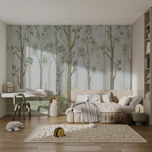 Wall mural Watercolor of a tree trunk
