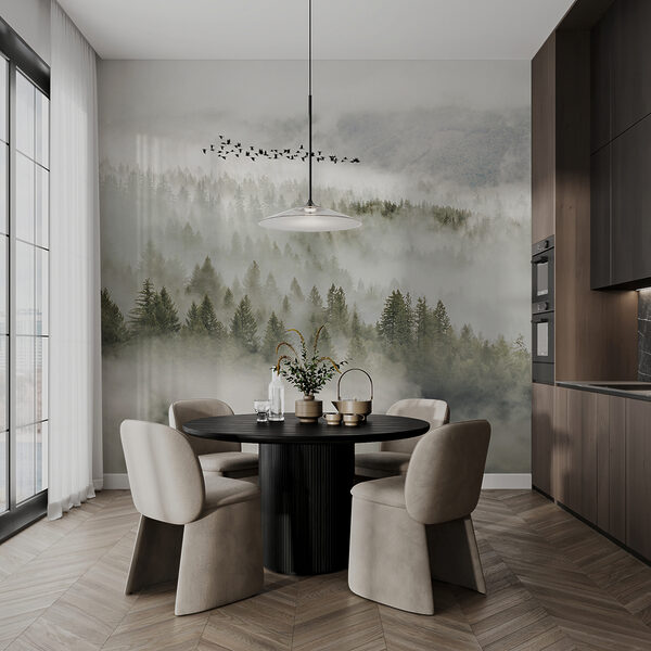 Wall mural Flock of birds flying in the sky