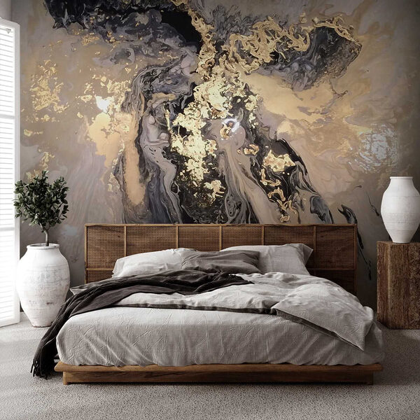 Swirling metallic abstract painting Wall mural Swirling metallic abstract painting