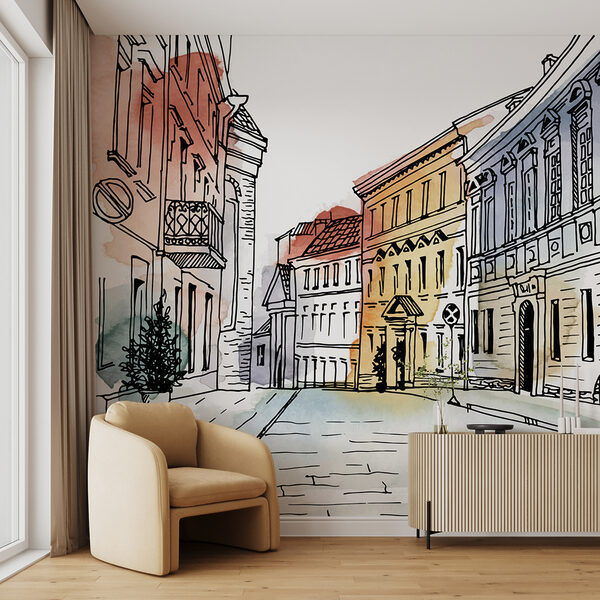 Wall mural Wall mural Drawing of a building (SKU: u51062)