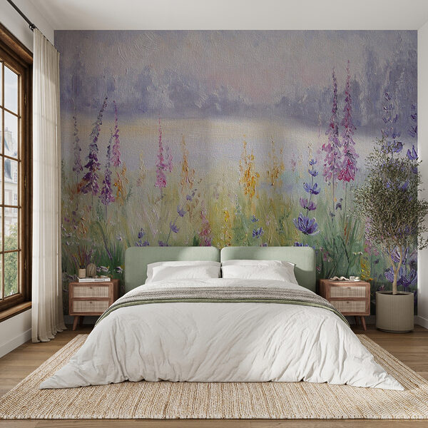 Wall mural Lavender blooms in colorful field