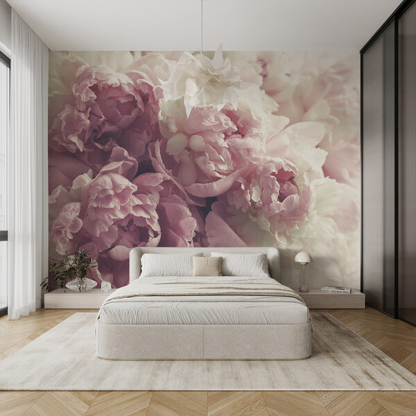 Wall mural Bunch of pink and white flowers