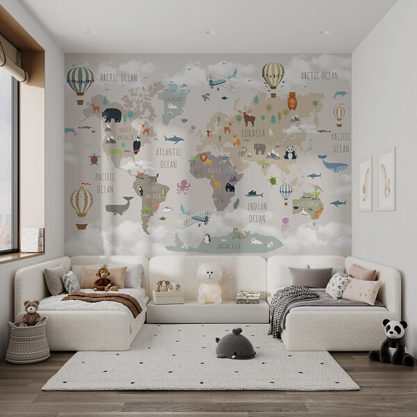 Wall mural Hot air balloon with flags