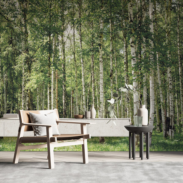 Group of trees with green leaves Wall mural Group of trees with green leaves