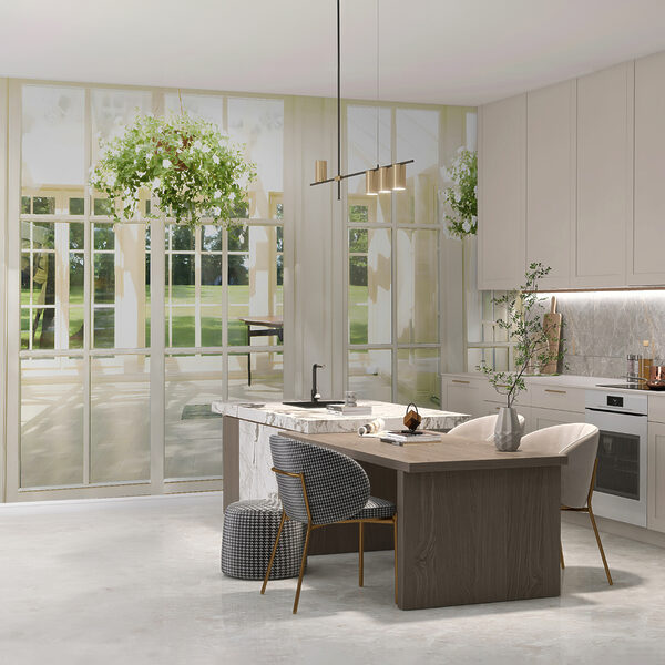Wall mural Sunlit room with hanging plants