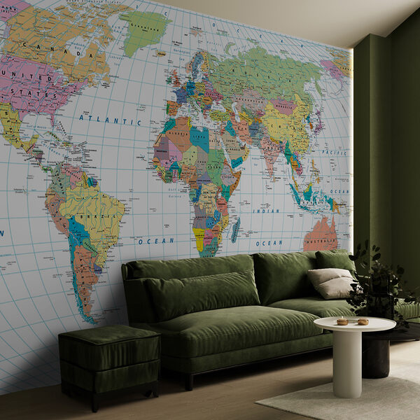 Map of australia with black text Wall mural Map of australia with black text