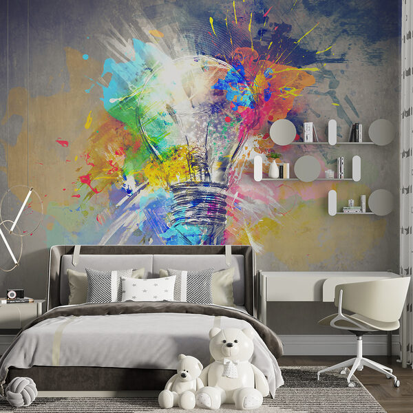 Wall mural Drawing of a light bulb