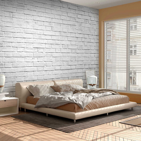 Wall mural White brick wall pattern texture