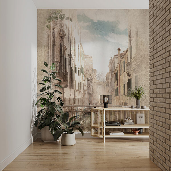 Wall mural Venetian street with ornate balcony