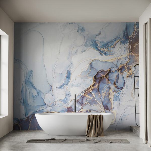 Wall mural Elegant Blue Fluid Art with Veins
