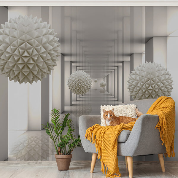 White sphere with triangles Wall mural White sphere with triangles