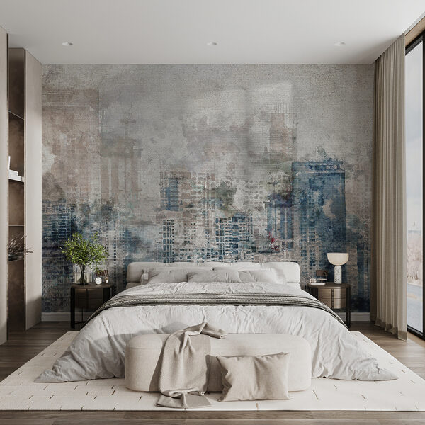 Wall mural Abstract watercolor of cityscape skyline