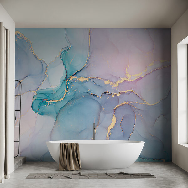 Ethereal Azure Flow with Pastel Hues Wall mural Ethereal Azure Flow with Pastel Hues