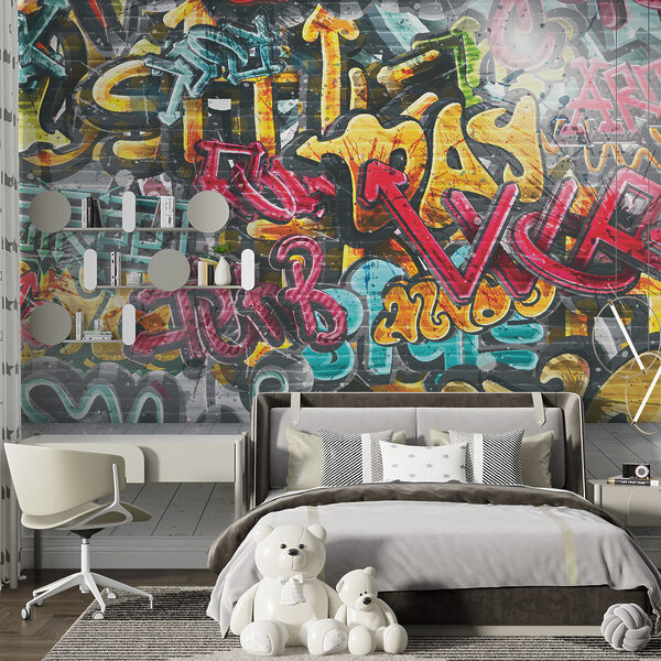Wall mural Wall mural Yellow and black graffiti (SKU: u56045)