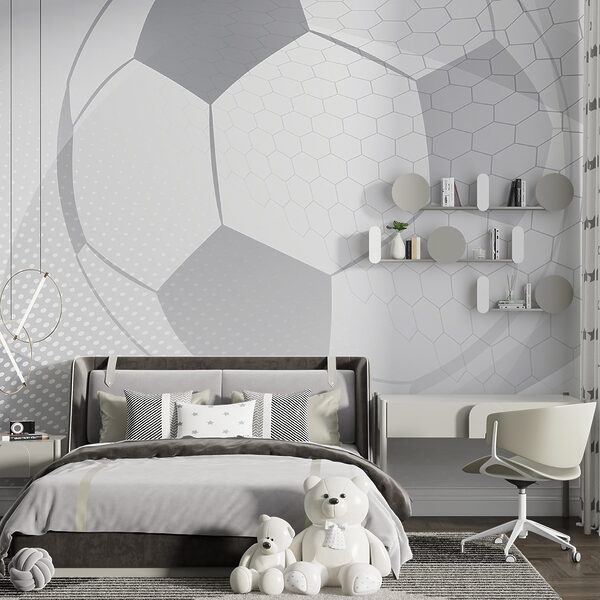 Wall mural Geometric soccer pattern in grayscale