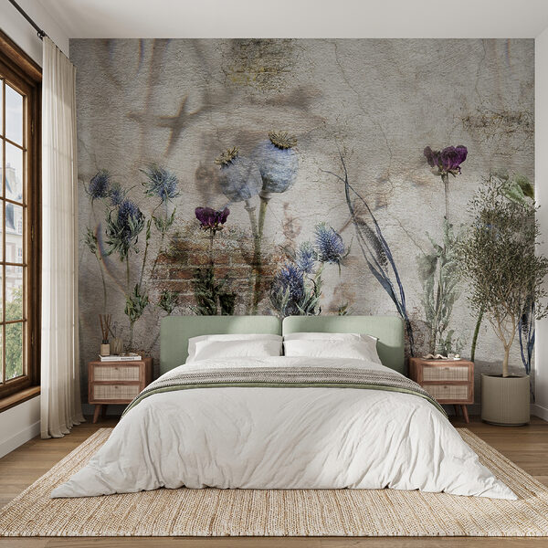 Wall mural Botanical collage on textured background
