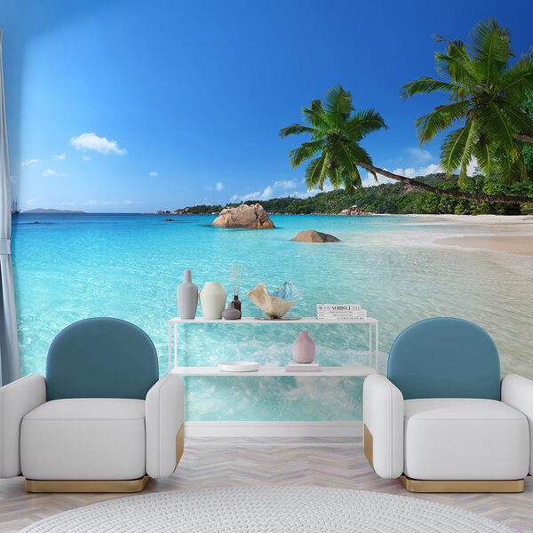 Wall mural Wall mural Palm trees with blue sky and clouds (SKU: u53754)