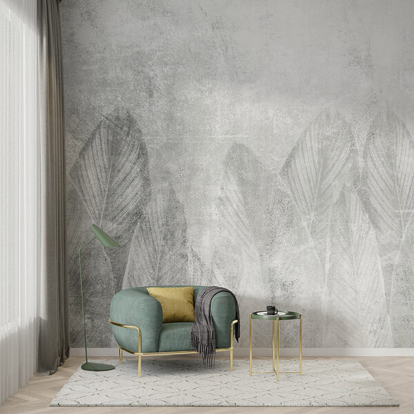 Wall mural Textured leaves pattern in grayscale (SKU: u73876) Wall mural Wall mural Textured leaves pattern in grayscale (SKU: u73876)