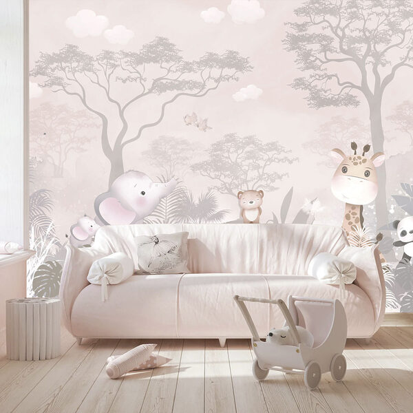 Wall mural Giraffe sitting on a tree