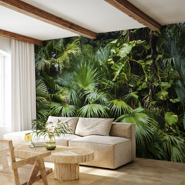 Lush tropical forest greenery scene Wall mural Lush tropical forest greenery scene