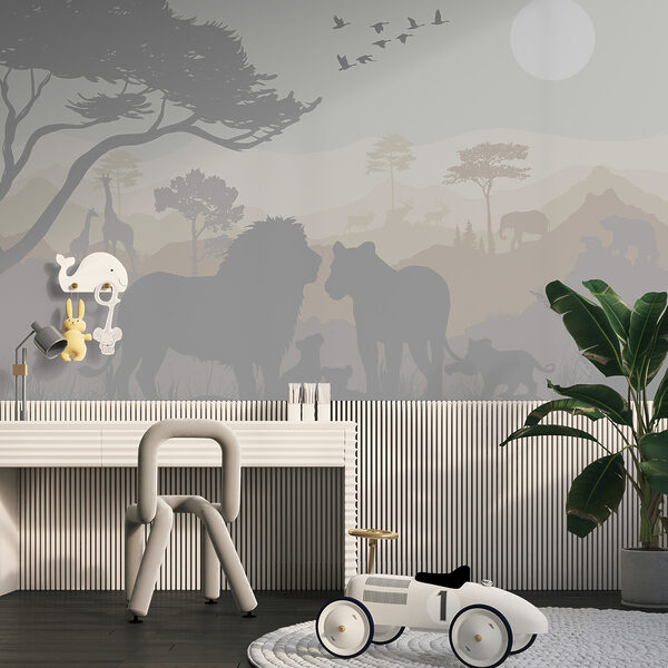 Wall mural Silhouette of a lion