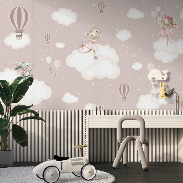 Ballet animals dancing on clouds Wall mural Ballet animals dancing on clouds
