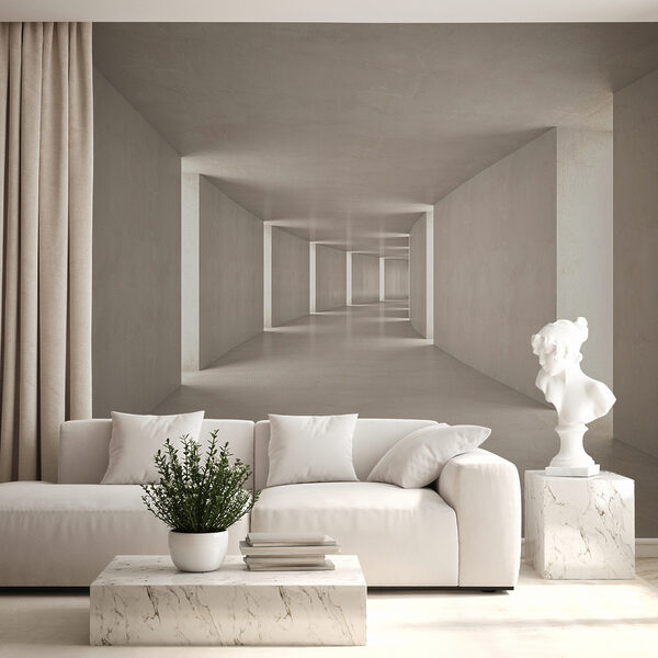 Wall mural Endless concrete hallway with light