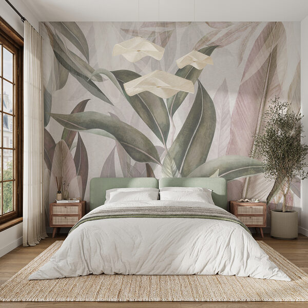 Elegant leaves intertwine with grace Wall mural Elegant leaves intertwine with grace