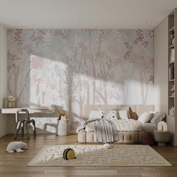 Wall mural Pastel forest with delicate foliage