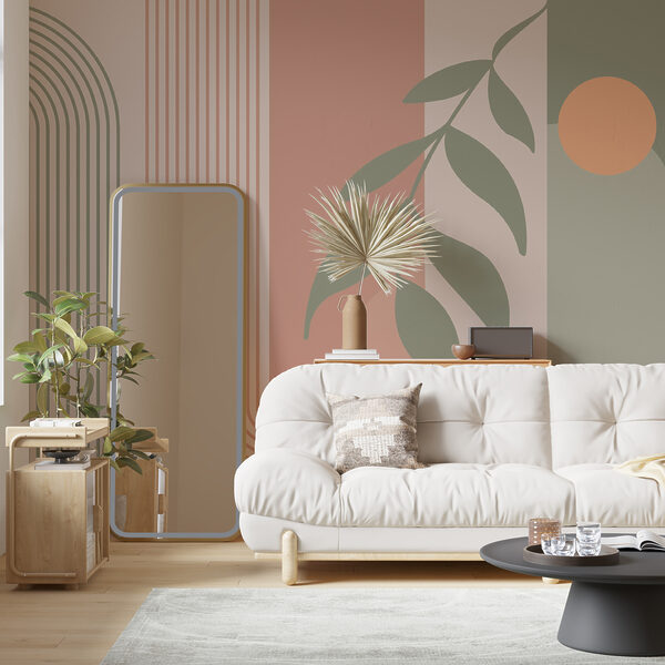 Abstract leaves and geometric patterns Wall mural Abstract leaves and geometric patterns
