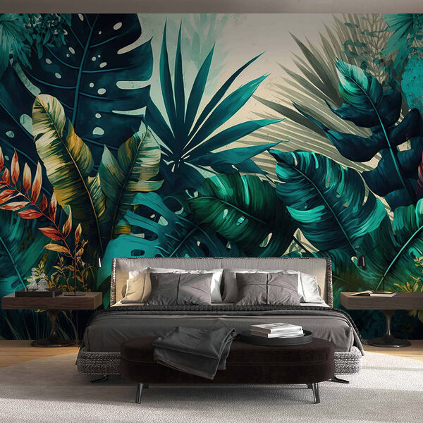 Wall mural Vibrant tropical foliage in harmony
