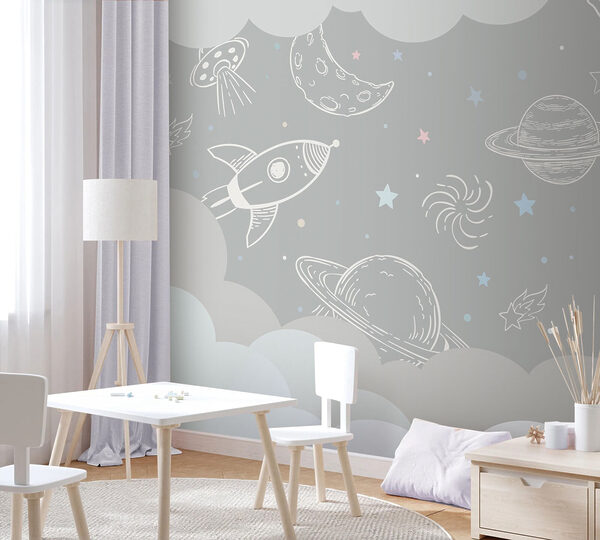 Wall mural White star on a grey background