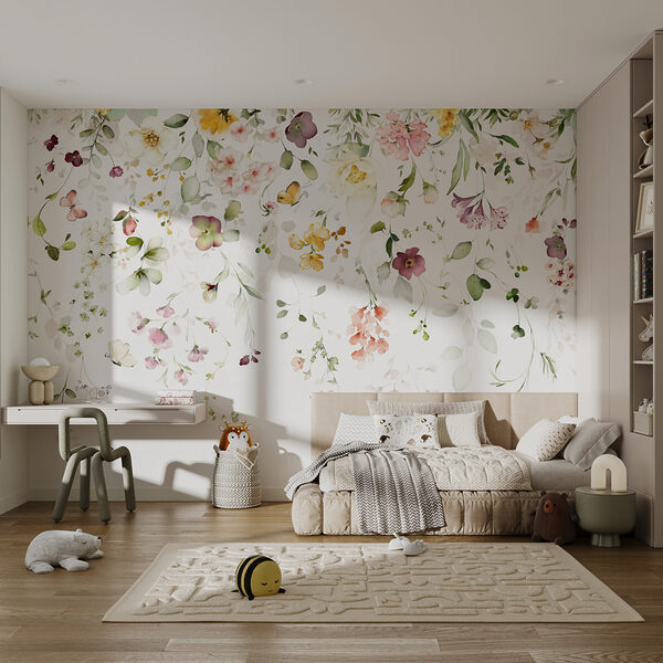 Wall mural Watercolor flowers with delicate elegance