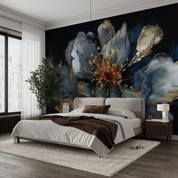 Wall mural Elegant floral abstract in dark tones
