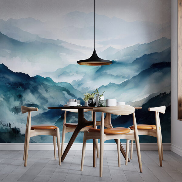 Wall mural Painting of mountains with fog (SKU: u96032) Wall mural Wall mural Painting of mountains with fog (SKU: u96032)